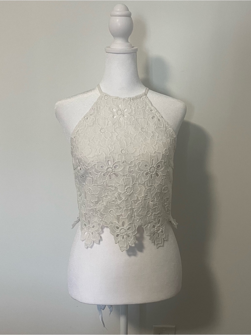 Lucy Paris White Crochet Lace Halter Top